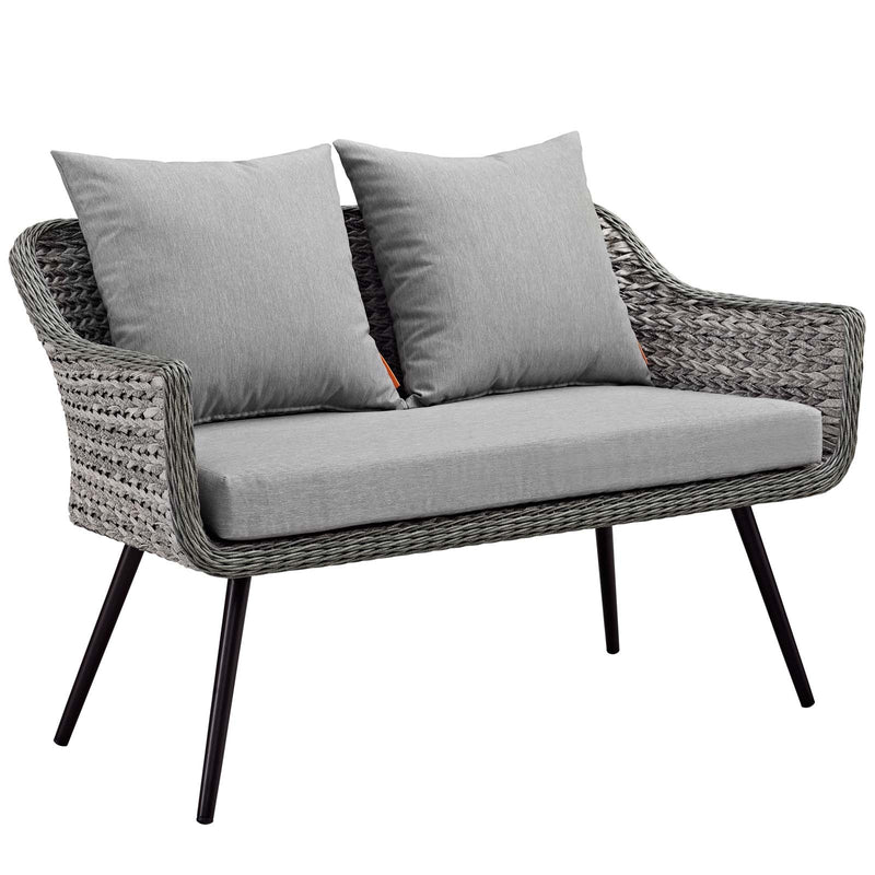 Endeavor 5 Piece Outdoor Patio Wicker Rattan Sectional Sofa Set in Gray Gray by Modway