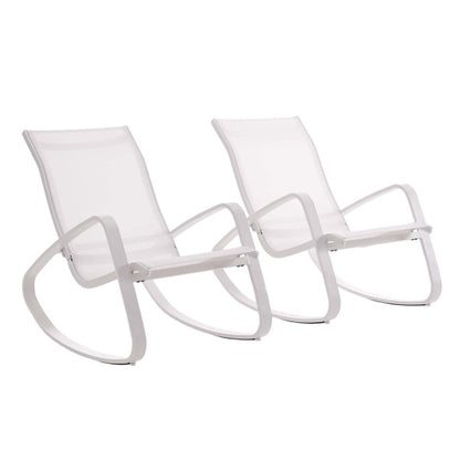 Traveler Rocking Lounge Chair Outdoor Patio Mesh Sling Set of 2 by Modway