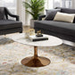 Lippa 42" OvalShaped Coffee Table With Rose Gold Base in Rose Gold White By Modway