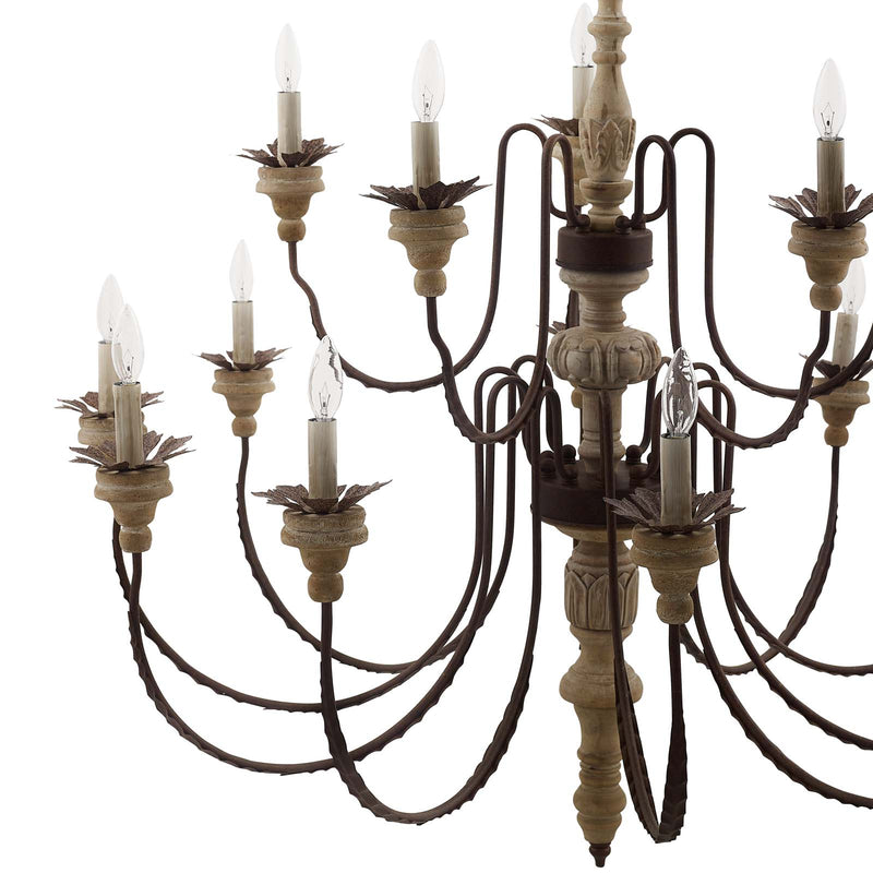 Nobility Pendant Light Ceiling Candelabra Chandelier in Brown by Modway