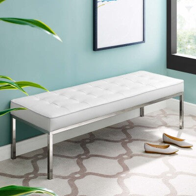 Loft Tufted Large Upholstered Faux Leather Bench by Modway