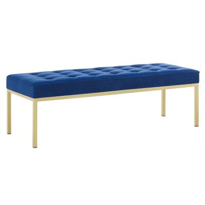 Loft Gold Stainless Steel Leg Large Performance Velvet Bench by Modway