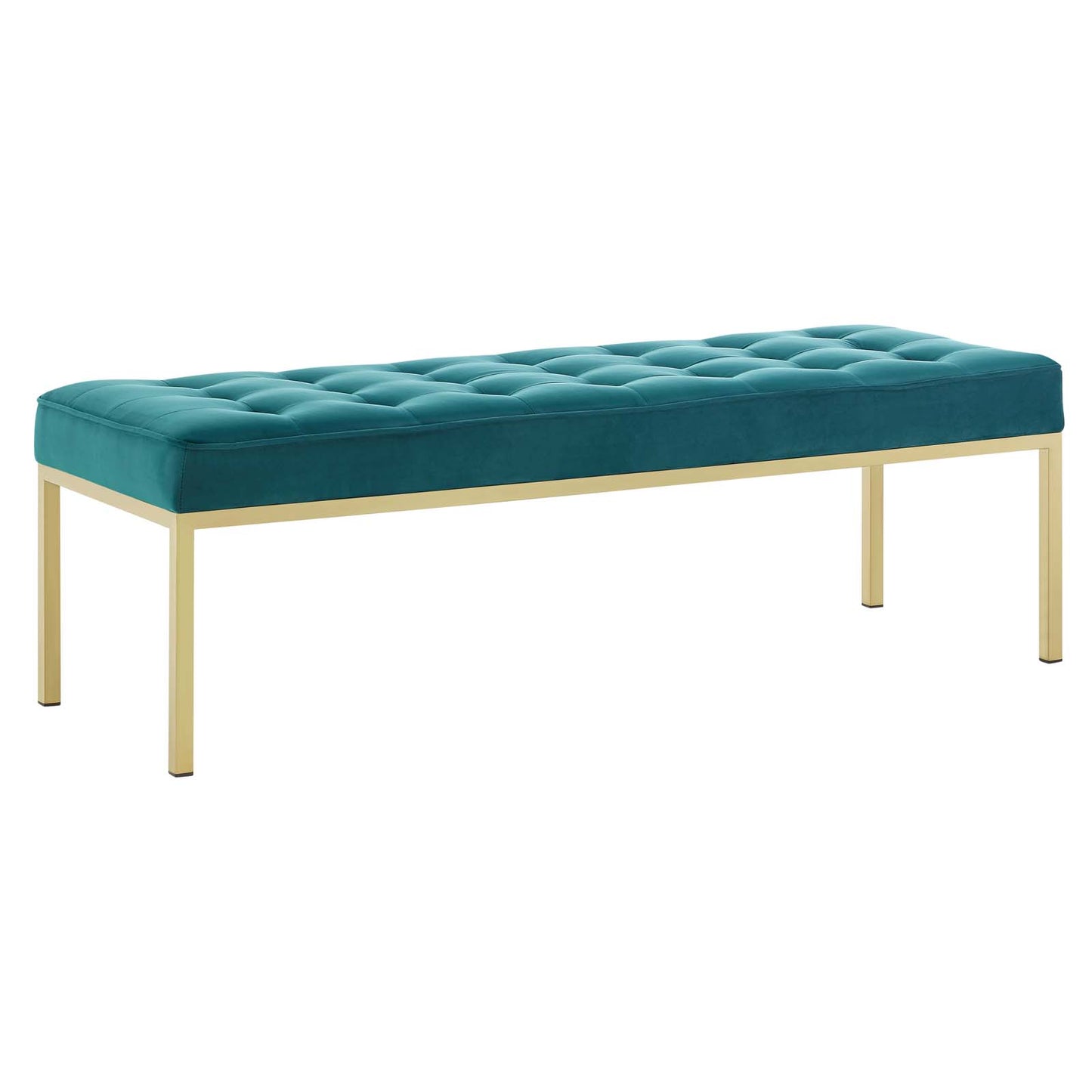 Loft Gold Stainless Steel Leg Large Performance Velvet Bench by Modway