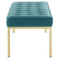 Loft Gold Stainless Steel Leg Large Performance Velvet Bench by Modway