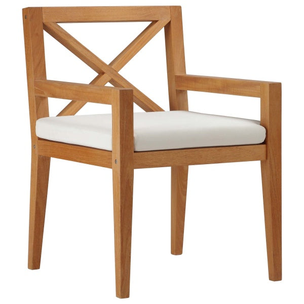 Northlake Outdoor Patio Premium Grade A Teak Wood Dining Armchair in White by Modway