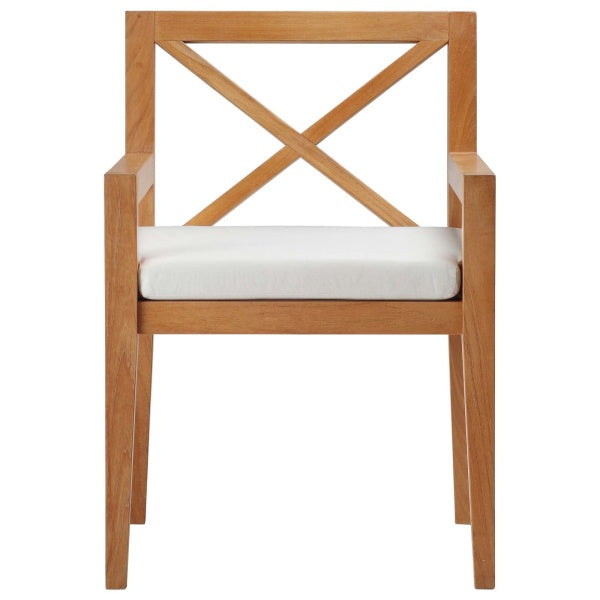 Northlake Outdoor Patio Premium Grade A Teak Wood Dining Armchair in White by Modway