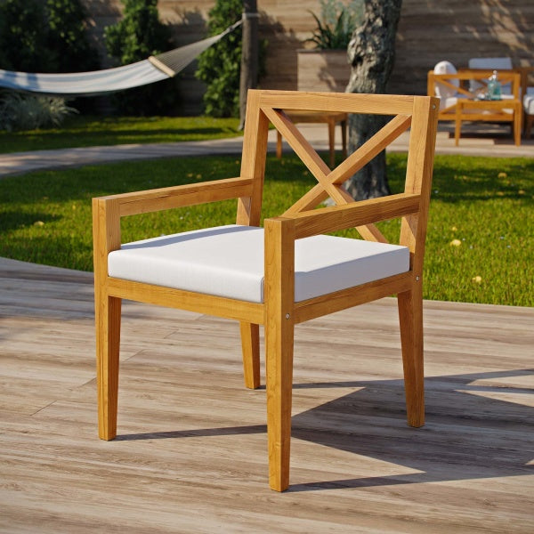 Northlake Outdoor Patio Premium Grade A Teak Wood Dining Armchair in White by Modway
