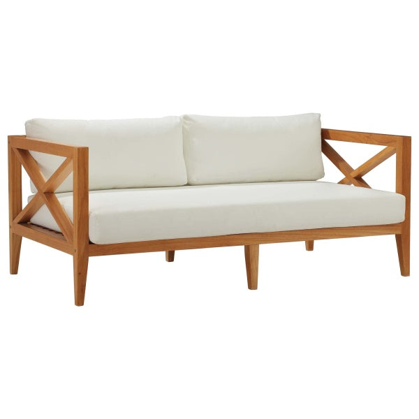Northlake Outdoor Patio Premium Grade A Teak Wood Sofa in White by Modway