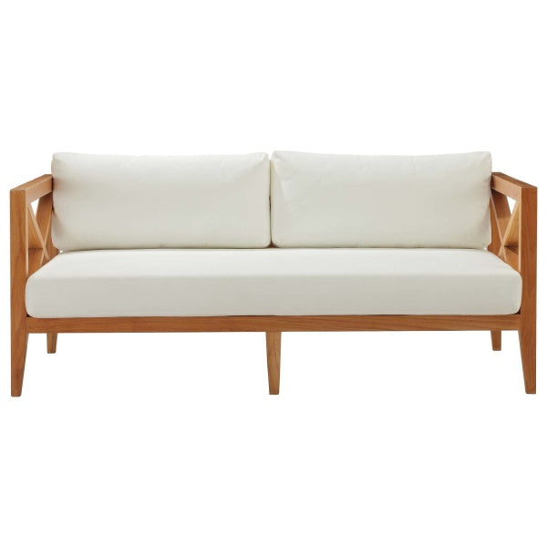 Northlake Outdoor Patio Premium Grade A Teak Wood Sofa in White by Modway