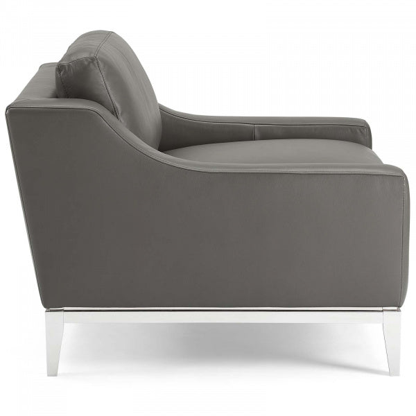 Harness Stainless Steel Base Leather Armchair by Modway