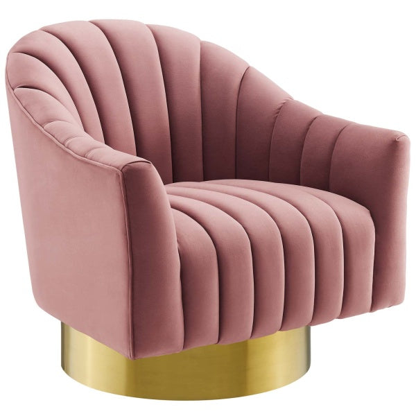 Buoyant Vertical Channel Tufted Accent Lounge Performance Velvet Swivel Chair by Modway