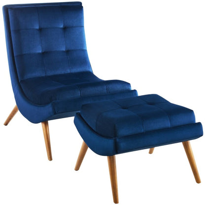 Ramp Upholstered Performance Velvet Lounge Chair and Ottoman Set by Modway