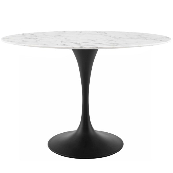 Lippa 48" Oval Artificial Marble Dining Table in Black By Modway
