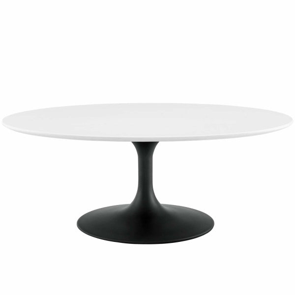 Lippa 42" Oval-Shaped Wood Coffee Table in Black White By Modway