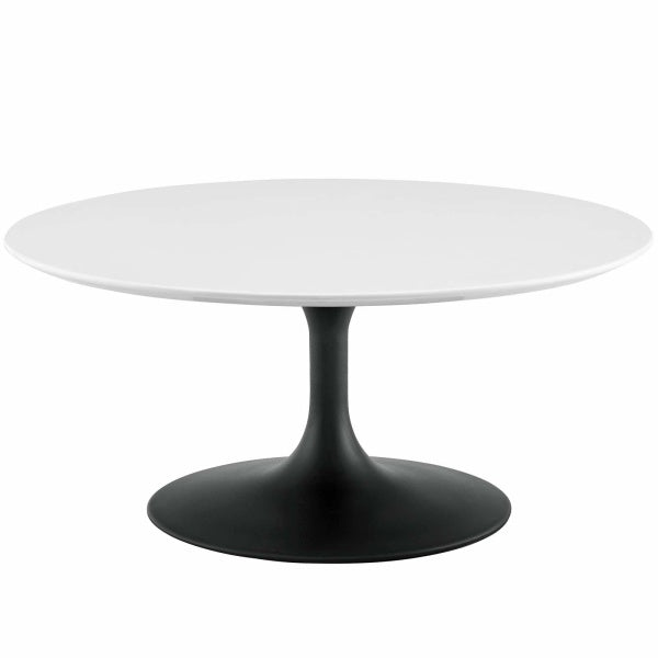 Lippa 36" Round Wood Coffee Table in Black White By Modway
