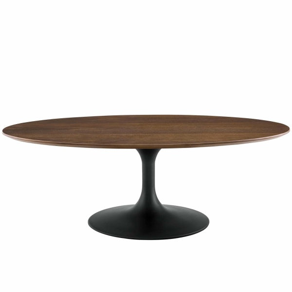 Lippa 48" Oval-Shaped Walnut Coffee Table in Black Walnut By Modway
