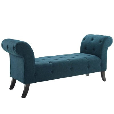Evince Button Tufted Accent Upholstered Fabric Bench Blue | Polyester by Modway
