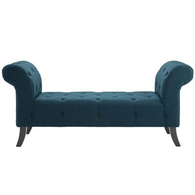 Evince Button Tufted Accent Upholstered Fabric Bench Blue | Polyester by Modway