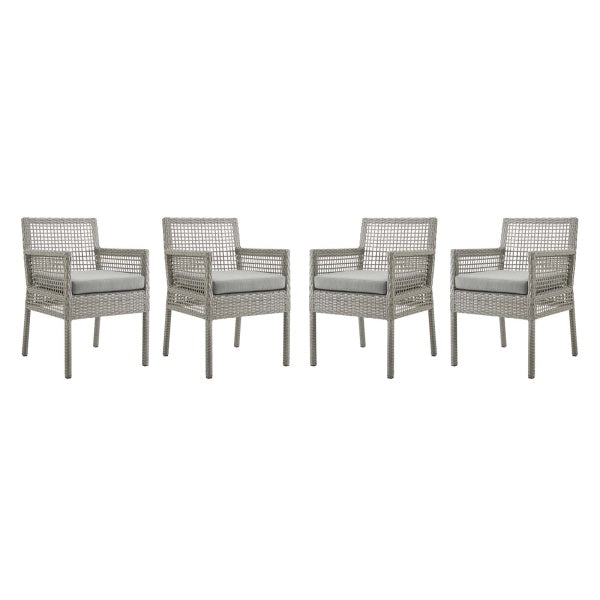 Aura Dining Armchair Outdoor Patio Wicker Rattan Set of 4 by Modway