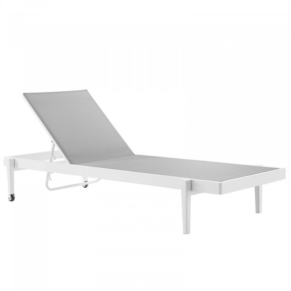 Charleston Outdoor Patio Aluminum Chaise Lounge Chair White Gray by Modway