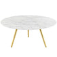 Lippa 36" Round Artificial Marble Coffee Table with Tripod Base By Modway