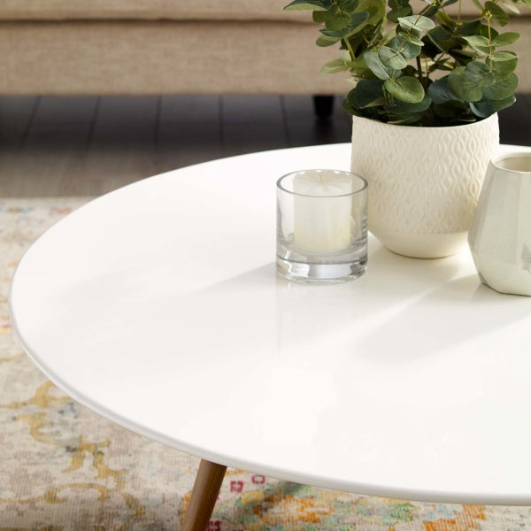 Lippa 40" Round Wood Top Coffee Table with Tripod Base By Modway
