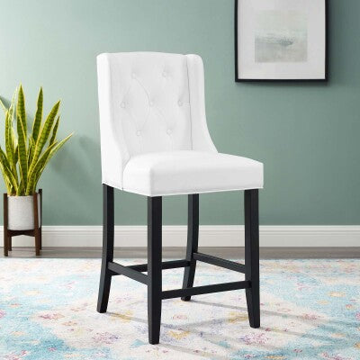 Baronet Tufted Button Faux Leather Counter Stool White by Modway