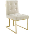 Privy Gold Stainless Steel Upholstered Fabric Dining Accent Chair | Polyester by Modway