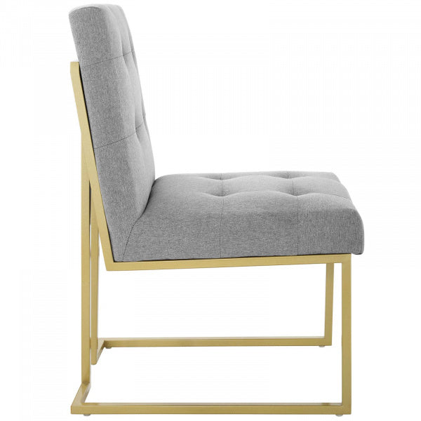 Privy Gold Stainless Steel Upholstered Fabric Dining Accent Chair | Polyester by Modway
