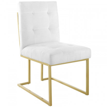 Privy Gold Stainless Steel Upholstered Fabric Dining Accent Chair | Polyester by Modway