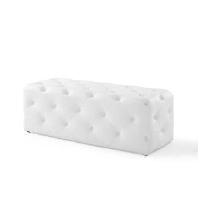 Anthem 48" Tufted Button Entryway Faux Leather Bench White by Modway