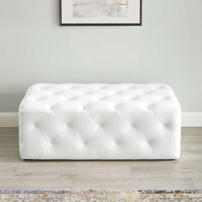 Anthem 48" Tufted Button Entryway Faux Leather Bench White by Modway