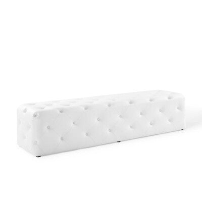 Anthem 72" Tufted Button Entryway Faux Leather Bench White by Modway