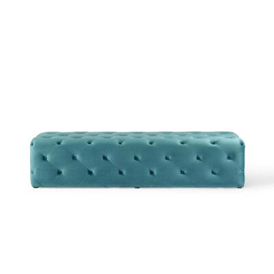 Anthem 72" Tufted Button Entryway Performance Velvet Bench Sea Blue by Modway