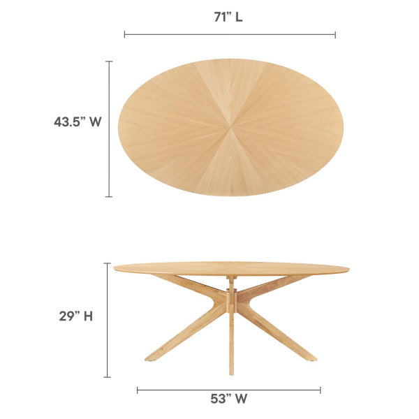 Crossroads 71" Oval Wood Dining Table By Modway