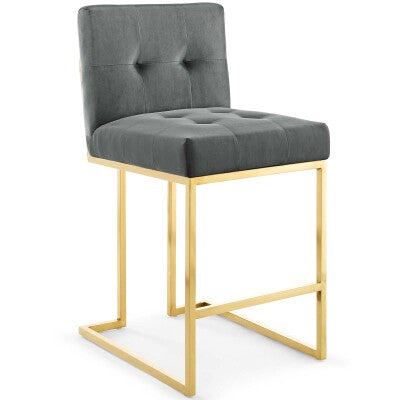 Privy Gold Stainless Steel Performance Velvet Counter Stool by Modway
