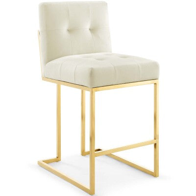 Privy Gold Stainless Steel Performance Velvet Counter Stool by Modway