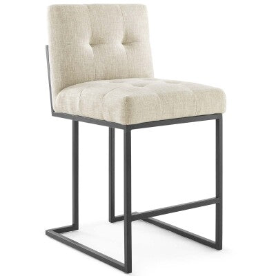 Privy Black Stainless Steel Upholstered Fabric Counter Stool by Modway