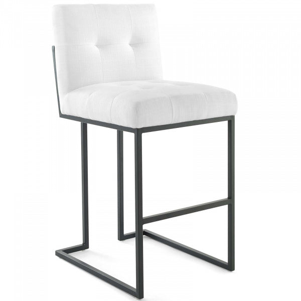 Privy Black Stainless Steel Upholstered Fabric Bar Stool by Modway
