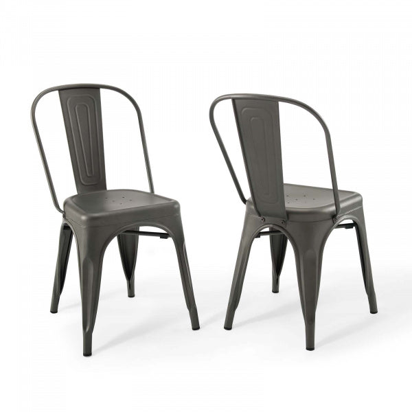 Promenade Bistro Dining Side Chair (Set of 2) Silver by Modway