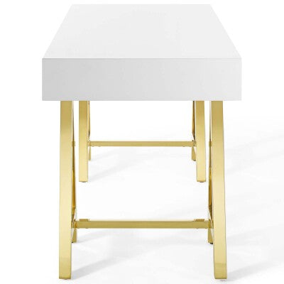 Jettison Office Desk Gold White by Modway