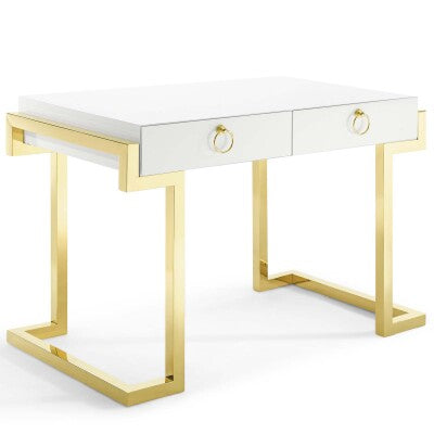 Ring Office Desk Gold White by Modway