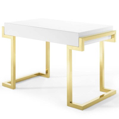 Ring Office Desk Gold White by Modway