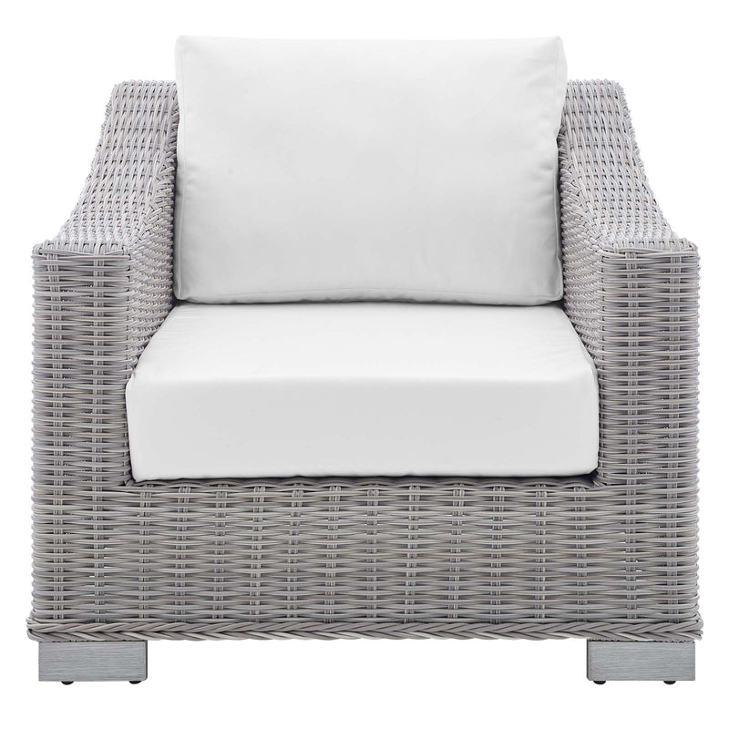 Conway Outdoor Patio Wicker Rattan Armchair in Light Gray White by Modway