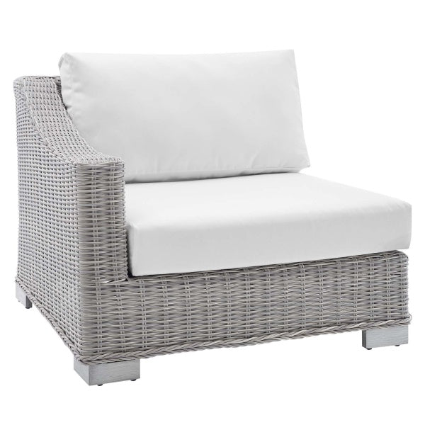 Conway Outdoor Patio Wicker Rattan LeftArm Chair Light Gray White by Modway