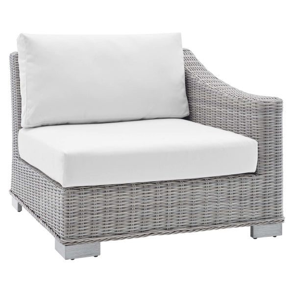 Conway Outdoor Patio Wicker Rattan RightArm Chair Light Gray White by Modway