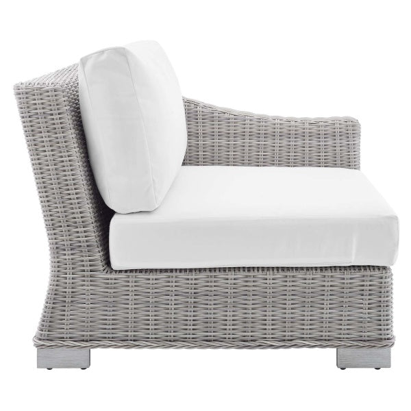 Conway Outdoor Patio Wicker Rattan RightArm Chair Light Gray White by Modway