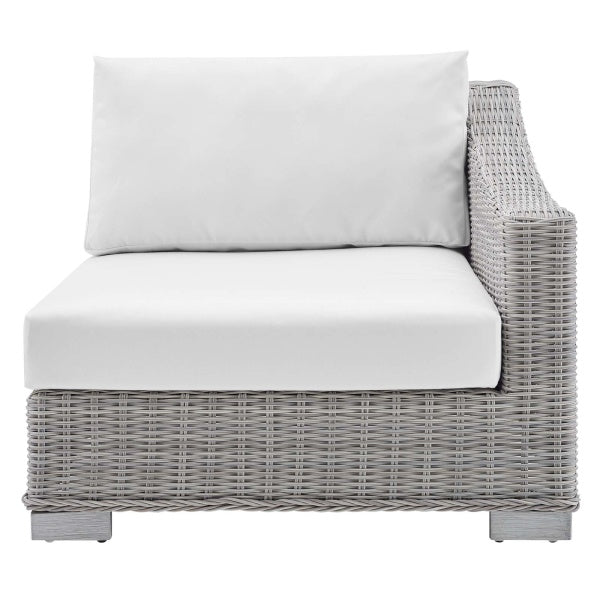 Conway Outdoor Patio Wicker Rattan RightArm Chair Light Gray White by Modway