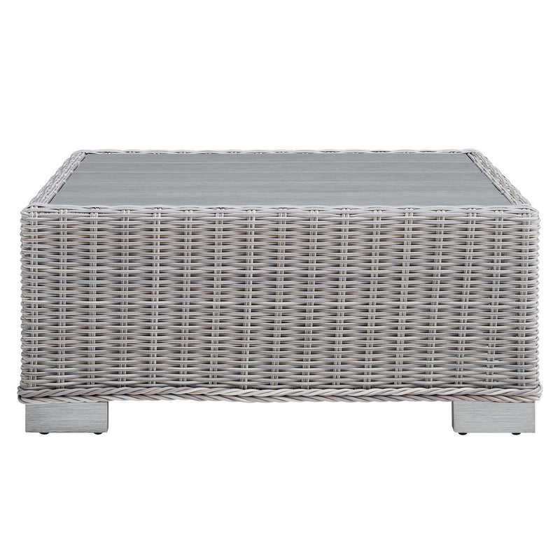 Conway 32" Outdoor Patio Wicker Rattan Coffee Table Light Gray by Modway