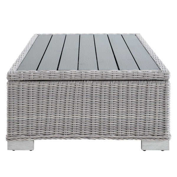 Conway 45" Outdoor Patio Wicker Rattan Coffee Table Light Gray by Modway